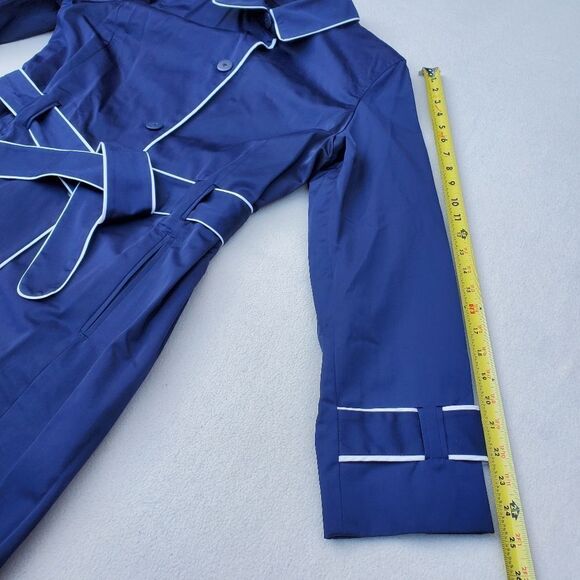 Jaclyn Smith Navy Blue and White Trench Coat - Picture 5 of 14
